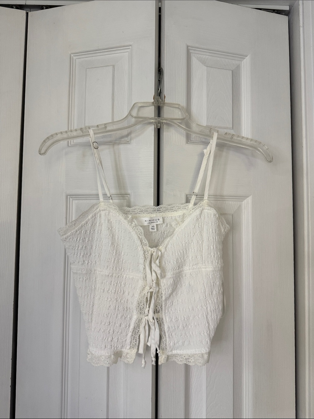 White Lace-Trim tank top